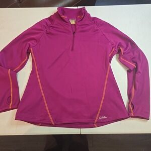 Cabelas Sweater Womens Large L Purple Pullover Zip Sweatshirt Outdoors Hunt Hike